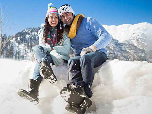 snow with couple